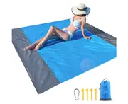 Sand-Proof Beach Blanket, Picnic Blanket, Waterproof And Windproof, Lightweight And Quick-Drying Beach Blanket,Blue Double Gray