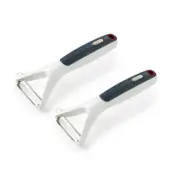 2x Zyliss White/Charcoal Smooth Glide Swivel Blade Y-Peeler Vegetable Shredder