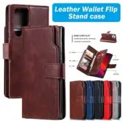For Samsung S25 S24 S23 S22 21 FE Ultra Plus Case Leather Wallet Card Flip Cover