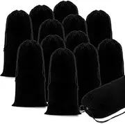 [Wesiti] 12 Pcs Shoe Bags for Travel Shoe Dust Bags Black Duster Flannel Shoe Pouch Washable Shoe Covers with Drawstring Breathable for Home Luggage, 8 x 18 Inch, black