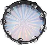 Tambourines,Tambourines 10in Hand Held Drum Double Row Jingles ABS Reflective Percussion