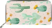 [Hemasa] Cactus Pattern Print Long Leather Purse Card Holder/Money Bag/Female Clutch Bag