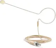 Beige Single Earhook Condenser Headset Mic for Sennheiser Wireless System Bodypack Transmitter, 3.5mm(1/8") Female Screw Lock Plug,Ideal for DJ, MC, Gym,Stage