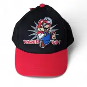 Super Mario Bros Power Up baseball cap hat Boys red black cotton snapback NWT
