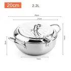 Japanese Deep Frying Pot with a Thermometer and a Lid 304 Stainless Steel