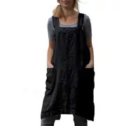 VLZUFE Cotton Linen Apron for women Cross Back Apron Pinafore Dress for Baking