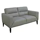 LOUANNE 2-SEATER REAL LEATHER SOFA SETTEE COUCH GUNMETAL HALF YEARLY CLEARANCE!!