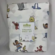 NEW Pottery Barn Kids Sesame Street Organic Queen Sheet Set, Ernie Bert Big Bird