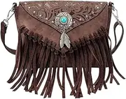 [LAVAWA] Small Crossbody Bags for Women Crossbody Handbag Fringe Purse Tassel Shoulder Bag Turquoise Concho Wallet