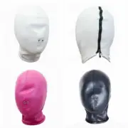 Adult unisex Soft PU Leather Full Hooded Head Mask Headgear zip up party Costume