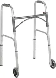 Drive Medical 10244-1 Two Button Folding Steel Walker, Grey