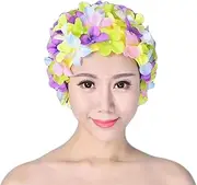 Swim Cap Floral Petal Retro Style Bathing Beachwear Beach Swimming Hat Caps for Women Girls Head Wrap Headwear