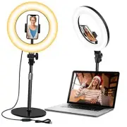 Desk Ring Light with Stand, 10.5'' Selfie Phone Light for Video Recording,
