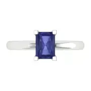 1 Emerald Tanzanite Stone Wedding Bridal Designer Promise Ring 14k White Gold
