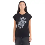 Replay Womens Graphic Tee Jersey T-Shirt w/ Print Black