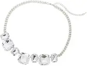 [Generic] Sparkly Crystal Rhinestone Necklace Teardrop Choker Gemstone Necklace Bride Statement Necklace Prom Necklaces for Women and Girls