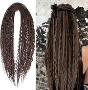 KRALER 24 Inch Mixed DE Dreadlock Extensions Sets, 3 in 1 20 Strands Synthetic Double Ended Dreads Extensions, Chocolate Brown Hippie Crochet Dreads Style for Girls