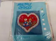 Vintage Multiple Choices 1979 Crewel Stitchery Kit #01-327 Heart Pillow