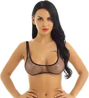 [GRRKDFQ] Women Lingerie See Through Fishnet Hollow Out Deep U-Neckline Tank Tops