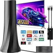 2025 TV Antenna for Smart TV and Old TV, 1900+ Miles Range HD Digital TV Antenna Indoor with 360° Signal Strongest Booster, Supports Local Channels 1080P 4K Reception 16.41FT Long Cable