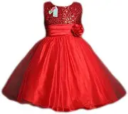 [Costume Bay] Girls Floral Sequin Sleeveless Formal Dress for Wedding Party Bridesmaids Flower Girls Dress Flower Ball Gown Party Dress Tulle Prom (Red, 130)