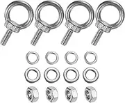 uxcell 4-Sets Stainless Eyebolt M6x16mm Shoulder Lifting Eye Bolt with Nuts Washers Male Screw Thread Ring Shoulder Eye Bolts Length 0.63 Inch for Suspending/Fastening