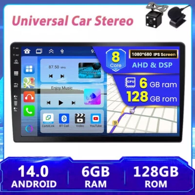 6GB+128GB CarPlay Android 14 Car Stereo DSP Navigation DAB+RDS WIFI Head Unit BT