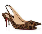 Christian Louboutin Clare Sling 80 Brown Black Leopard Slingback Heel Pump 35.5