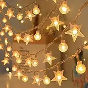Star Globe String Lights Wreath, 33Ft(10M) 100 LEDs Star Crystal Ball String Light | Battery Operated Led Lights for Indoor Outdoor Bedroom Garden Party Decor Warm White