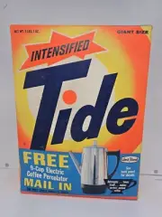 Tide Detergent Giant Size Unopened Box w/Free Coffee Maker Offer 60's Vintage