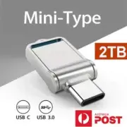2 in 1 2TB USB 3.0 Type C OTG Flash Drive Metal Memory Stick Pen for PC Phone AU