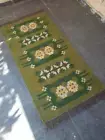 Green southwestern kilim rug Wool Jute Vintage Kilim Rug Moroccan Navajo runner