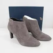 Cole Haan Ankle Boots Booties Heels Arlean 10B NEW Suede Leather Gray Pointy Toe