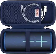 [BOVKE] Hard Carrying Case for Ultimate Ears MEGABOOM 4/3 Portable Waterproof Bluetooth Speaker, UE MEGABOOM 4 Travel Holder with Mesh Pocket for Charging Cables, Blue