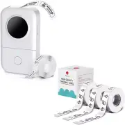D30 Label Maker 4 Tapes Black on White Tape 14X50Mm Mini Bluetooth Printer Smart
