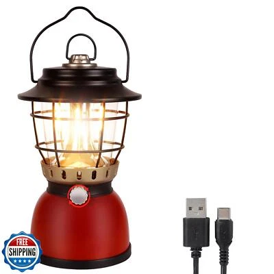 LED Camping Lantern Rechargeable Stepless Dimming Vintage Rechargeable Vintag