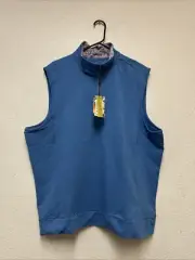 Robert Graham Men’s Stiles Knit Blue Vest Classic Fit 1/4 Zip Golf NWT Sz 2XL
