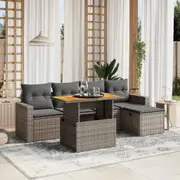 6 Piece Garden Sofa Set with Cushions Poly Rattan vidaXL