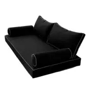 |COVER ONLY| Style2 Twin Contrast Trim Daybed Mattress Bolster Back Covers AD109