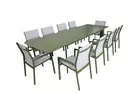 Aluminium Outdoor Extendable Dining Table Setting, 8-10 Seats - Green