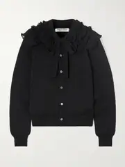 [Comme des Garçons Comme des Garçons] Comme des Garçons Comme des Garçons - Ruffled Crochet-trimmed Wool Cardigan - Black - 1 1 Black