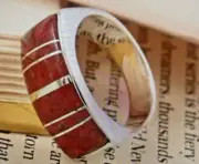 Natural Plum Coral Ring in Sterling Silver 5.00 ctw size 10