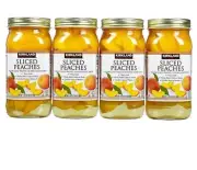 Sliced Yellow Cling Peaches Extra Light Syrup Kirkland Signature 4 Pack 24 Oz