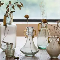 在飛比找Yahoo!奇摩拍賣優惠-掬涵珠光復古玻璃花器花瓶流沙金裝飾擺件手工藝術歐式中式