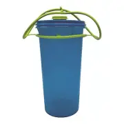 Tupperware Mega Tumbler 48 oz Blue and Lime Green Lid Cariolier Handle