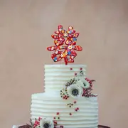 Acrylic Floral Red Chinese Character Double Happiness Cake Topper