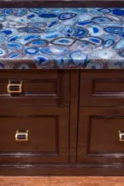 Blue Agate Stone Dining Table, Agate Gemstone Counter Desk Table Modern Arts Dec