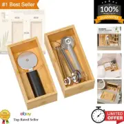 Luxurious 2-Piece Stackable Bamboo Kitchen Drawer Organizer for Utensils & More