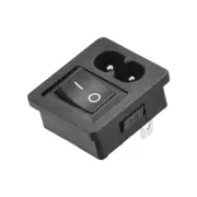 C8-8 Panel Mount Plug Adapter AC250V 2.5A 3P 1mm Buckle IEC Inlet w 2p Switch