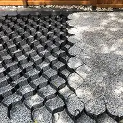 2 '' Pea Gravel Stabilizer Grid w/Anchor, Geo Tech Grid for Driveways/Playsets/Barn/Farms Arenas, Anti-Slip Horse Paddock Footing Grids - Retaining Wall Geogrid Mesh(1m x 5m (3.3X16.5ft))